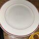 PILLIVUYT White Porcelain 10.5 Dinner Plates SET OF 8 Red Blue Stripe Heavy