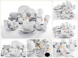 Pack of 50Pcs White Stone Ceramic Porcelain Complete Dinner ware Service Set