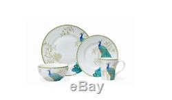 Peacock Garden Dinnerware Set (16-Piece) Plates Dishes Pottery Square Dinner