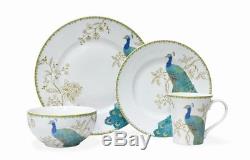 Peacock Garden Porcelain Dinnerware Set 16 Piece Dinner Dishes Service for 4