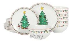 Peanuts Holiday Christmas Dinnerware Set. Snoopy & Woodstock With Christmas