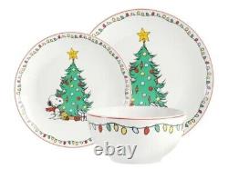 Peanuts Holiday Christmas Dinnerware Set. Snoopy & Woodstock With Christmas