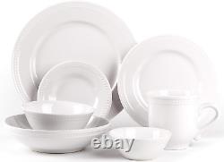 Pearl Dots Stoneware Dinnerware Set (56Pc Set, White)