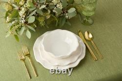 Perlette Off-White Beaded 12-Piece Dinnerware Set Includes 4 Dinner Plates