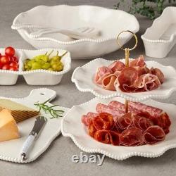 Perlette Off-White Beaded 12-Piece Dinnerware Set Includes 4 Dinner Plates