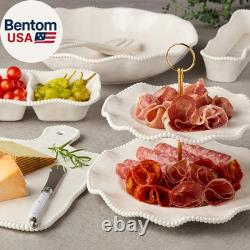 Perlette Off-White Beaded 12-Piece Dinnerware Set Includes 4 Dinner Plates, 4
