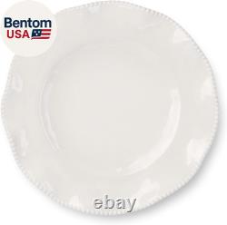 Perlette Off-White Beaded 12-Piece Dinnerware Set Includes 4 Dinner Plates, 4