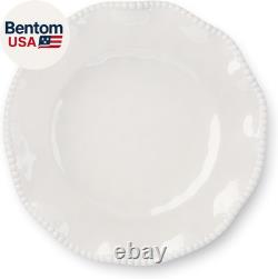 Perlette Off-White Beaded 12-Piece Dinnerware Set Includes 4 Dinner Plates, 4