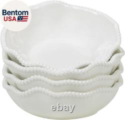 Perlette Off-White Beaded 12-Piece Dinnerware Set Includes 4 Dinner Plates, 4