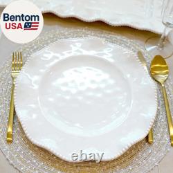 Perlette Off-White Beaded 12-Piece Dinnerware Set Includes 4 Dinner Plates, 4