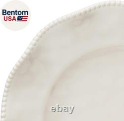 Perlette Off-White Beaded 12-Piece Dinnerware Set Includes 4 Dinner Plates, 4