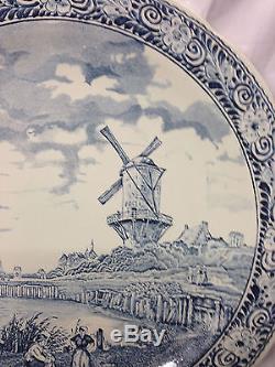 Petrus Regout Royal Sphinx Boch Belgium Delfts 15 Wall Plate Windmill Dutch