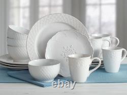 Pfaltzgraff 32 Piece French Lace White Embossed Dinnerware Set Service for 8 NEW