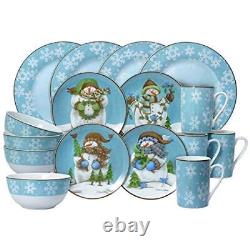 Pfaltzgraff Evergreen Ernie Dinnerware Set 16 Piece Blue White