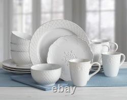 Pfaltzgraff French Lace Dinnerware Set 16 Piece White