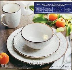 Pfaltzgraff Joanne White 16 Piece Dinnerware Set, Service For 4, NEW