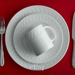 Pfaltzgraff Sylvia 32 Piece Embossed White Dinnerware Set Service For 8