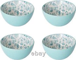 Pfaltzgraff Venice 16-Piece Stoneware Dinnerware Set Service for 4 Aqua/White