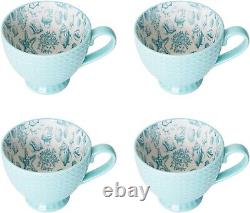 Pfaltzgraff Venice 16-Piece Stoneware Dinnerware Set Service for 4 Aqua/White