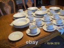 Pfaltzgraff Vtg China White Embossed Woven Ribbon Pattern Grouping Of 58 Pieces