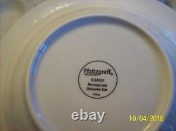 Pfaltzgraff Vtg China White Embossed Woven Ribbon Pattern Grouping Of 58 Pieces