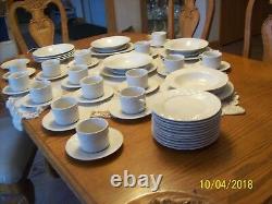 Pfaltzgraff Vtg China White Embossed Woven Ribbon Pattern Grouping Of 58 Pieces