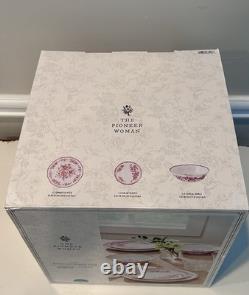 Pioneer Woman Agatha Red 12pc Dinnerware Set Service For 4 Plates Bowls NEW