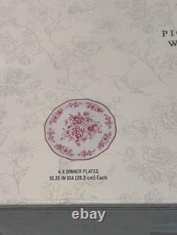 Pioneer Woman Agatha Red 12pc Dinnerware Set Service For 4 Plates Bowls NEW