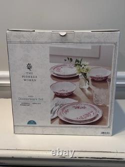 Pioneer Woman Agatha Red 12pc Dinnerware Set Service For 4 Plates Bowls NEW