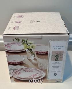 Pioneer Woman Agatha Red 12pc Dinnerware Set Service For 4 Plates Bowls NEW