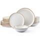 Plates and Bowls Set, Stoneware Dinnerware Sets, 18-Piece Hand-painted Dishwa