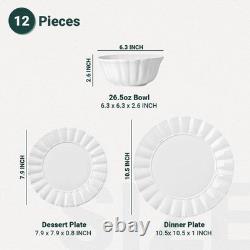 Plates and Bowls Sets, 12 Piece Dinnerware Sets Bone China, Porcelain Dinner