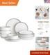 Plates and Bowls Sets, 12 Pieces Modern Porcelain Dinnerware Set for 4 White