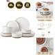 Plates and Bowls Sets, 12 Pieces Modern Stoneware Dinnerware Set for 4 Kitche