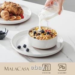 Plates and Bowls Sets, 12 Pieces Modern Stoneware Dinnerware Set for 4 Kitche