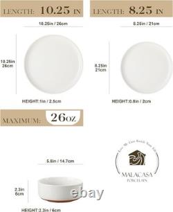 Plates and Bowls Sets, 12 Pieces Modern Stoneware Dinnerware Set for 4 Kitche