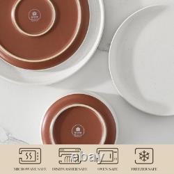 Plates and Bowls Sets, 12 Pieces Modern Stoneware Dinnerware Set for 4 Kitche