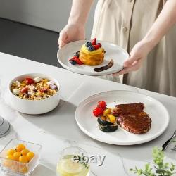 Plates and Bowls Sets, 12 Pieces Modern Stoneware Dinnerware Set for 4 Kitche