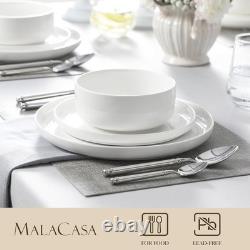Plates and Bowls Sets, 12 Pieces Porcelain Dinnerware Sets Dishware Sets Chip