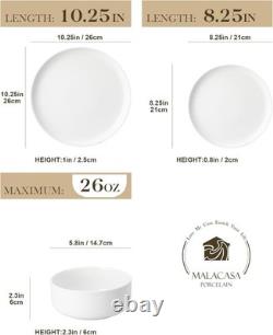 Plates and Bowls Sets, 12 Pieces Porcelain Dinnerware Sets Dishware Sets Chip