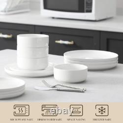 Plates and Bowls Sets, 12 Pieces Porcelain Dinnerware Sets Dishware Sets Chip