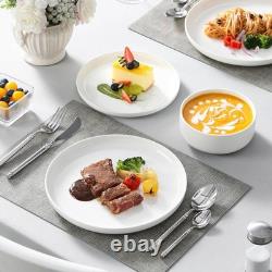 Plates and Bowls Sets, 12 Pieces Porcelain Dinnerware Sets Dishware Sets Chip
