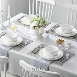 Plates and Bowls Sets, 12 Pieces Porcelain Dinnerware Sets Dishware Sets Chip