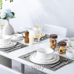 Plates and Bowls Sets, 16 Piece Modern Porcelain Dinnerware Set for 4, Cerami