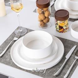 Plates and Bowls Sets, 16 Piece Modern Porcelain Dinnerware Set for 4, Cerami