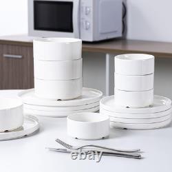 Plates and Bowls Sets, 16 Piece Modern Porcelain Dinnerware Set for 4, Cerami