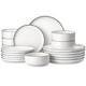 Plates and Bowls Sets, 18 Pieces Modern Porcelain Dinnerware Set for 6 White