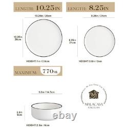 Plates and Bowls Sets, 18 Pieces Modern Porcelain Dinnerware Set for 6 White