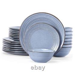 Plates and Bowls Sets 24-Piece Stoneware Dinnerware Sets, Dishes Set for 8