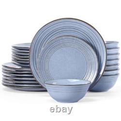 Plates and Bowls Sets 24-Piece Stoneware Dinnerware Sets, Dishes Set for 8